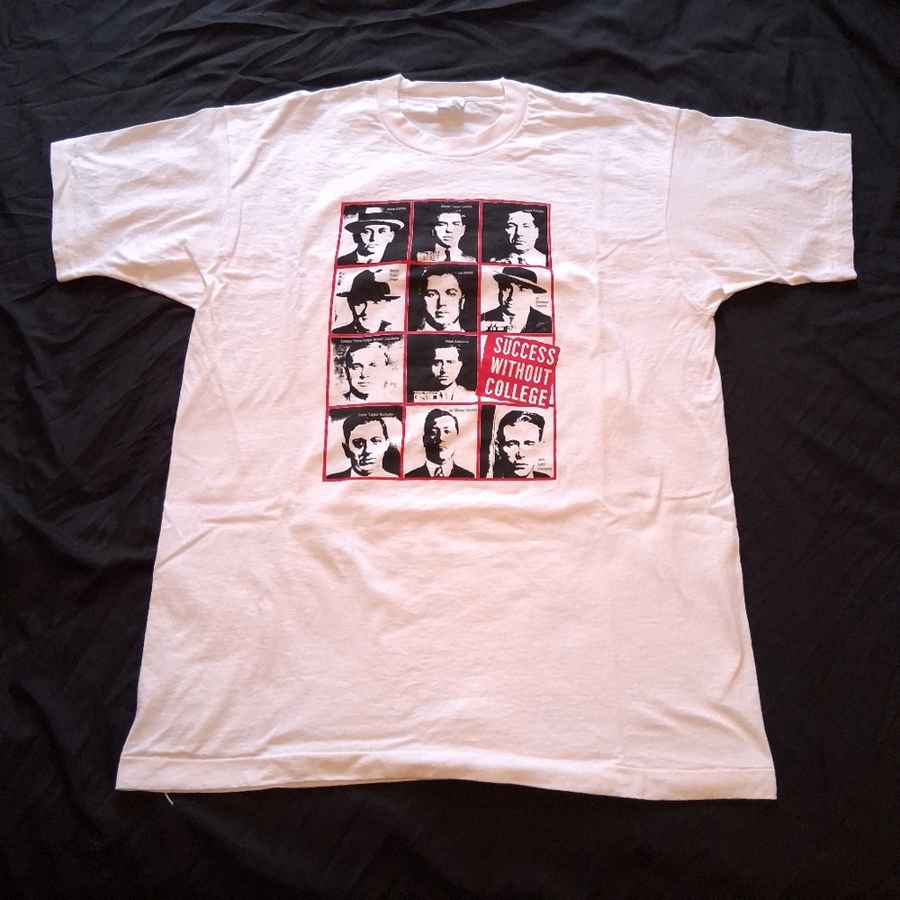 VTG 1990s Mafia Boss Success without College Single Stitch White T-Shirt XL